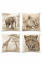 Bohemian Forest Animals Patterned Set of 4 Throw Pillow Covers - 3