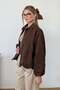 Women's Shirt Collar Zippered Double Pocket Suede Jacket Brown - 0733 - 2