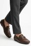 Men's Brown Leather Loafer Moccasin Buckle Laceless Casual Classic Shoes - 6
