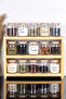 3-Tier Wooden Stand with 15 Spice Jars Set 300 ml Glass Jars with Transparent Labels Spice Storage Container Organizer - 4