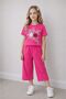 Girl's Floral Embroidered T-Shirt Wide-Leg Pants Two-Piece Set