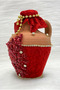 Red Test, Velvet and Applique Luxurious Shiny Stone-Adorned Bridal Henna Night Test, Wedding Cube, Soil Test - 2