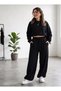 2-Piece Women's Sweatpants (Black & Gray) Oversize Baggy Sweatpants Wide Leg Hijab Set - 2