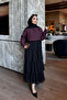 Black Layered Chiffon Skirt with Elastic Waist - 2
