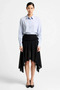 Women's Asymmetrical Cut Midi Skirt with Fringe Detail, Elastic Waist, Comfortable Knitted Fabric, Casual Modern - 4