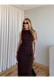 Brown Draped Midi Dress - 0506 - 3