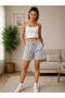 Ifs 1274 Textile Fabric Like Tape Stretched Women's Shorts