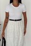 Women's Embroidered Belted Midi Dress Short Sleeve Casual Stylish Dress - 4