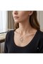 Gold Steel Necklace with Zircon Stone and Hello Kitty Figure - 2