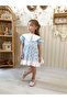 Berra Polka Dot Girl's Dress - Blue - with a Gift Bow - 4
