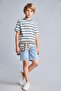 100% Cotton New Regular Fit Crew Neck Short Sleeve Striped Blue T-Shirt Boys H7903A826Hs - 2
