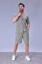 Men's Comfortable Fit Linen Shirt with Pockets and Elastic Waist Shorts Summer Oversize Set - 5