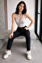 Women's Wide Leg Stretchy Black Baggy Jeans - 4