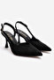 Women's Black Suede Pointed Toe Open Back 8 cm Goblet Heeled Shoes Hary - 3
