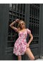 Women's Pink Balloon Sleeve Back Detailed Mini Chiffon Dress Yel0329 - 2