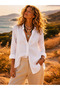White Oversize Pocketless Poplin Soft Women's Shirt - 6