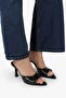 Women's Melisse Black Leather Front Gathered Heeled Slippers - 3