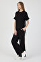 Women's Modal Fabric Tracksuit Set with Snap Buttons and Piping Detail on the Sides - 2