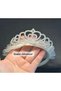 White Luxury Crystal Stone Tulle Light Felt Eva Fabric Metal Crown Princess Queen Tiara with Heart Motif - 3