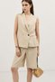 Natur Linen Blended Double-Breasted Women's Vest - 3
