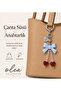 Blue Bow Heart Detailed Bag Ornament and Keychain and Phone Charm