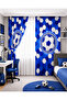 Blue and White Fan Children's Room Double Winged Background Curtain