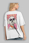 For Dog Lovers 55 Back Dog Print White Oversize T-Shirt 100% Cotton Unisex Dog Lover Premium Design - 3