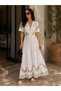 Women's Etamin Embroidered Linen Dress with Elastic Waist