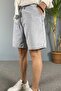 Ice Blue Jean Shorts with Lace Detail - 2
