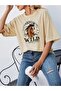 Women / Girls Beige Oversize T-Shirt Wild Printed - 2