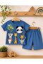 Baby Boy 3D Safari Panda Embossed Summer Set with Embroidered Top and Bottom - 2