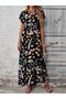 Women's Short Sleeve Crew Neck Floral Print Long Single Jersey Dress