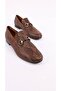 Genuine Python Leather Brown Loafer Shoes – Premium Women's Loafer with Gold Buckle - 7