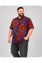 Plus Size Cotton Patterned Short Sleeve Shirt - 2