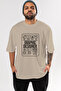 Graphic Designer Oversize Front Printed Beige T-Shirt 100% Cotton Streetwear Premium Comfortable Fit - 2