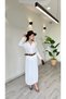 Women's White Pleated Lined Chiffon Midi Skirt - 4