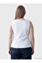 White Plus Size U-Neck Women's Tank Top - 4
