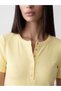 Yellow Crew Neck Women's Ribbed T-Shirt - 3