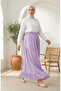 Elastic Waist Polka Dot Patterned Skirt 0312-03 Lilac - 2