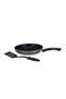 26cm Aluminum Non-Stick Fry Pan with Nylon Slotted Turner – Durable Frypan and Turner Set Brown/Black 26cm