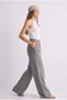 Women's Gray Linen Look Palazzo High Waist Lace-Up Comfortable Fit Trousers - 2