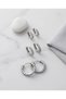 316L Steel Silver Color 6-Piece Women's Earring Set with Zircon Stone Hoop Model - 6