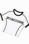 Ae6604 White Crew Neck Piping Detailed Printed Short Sleeve Banded Stretchy 100% Cotton Crop Blouse - 2