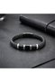 Black-White 316L Steel and Tube Mesh Men's Leather Bracelet - 21 cm - 4