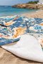 Vintage Stylish Beach Towel with Floral Birds - Blue Orange Bohemian Mediterranean Quick-Dry Microfiber Towel - 5