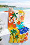 Tropical Sea Palm Beach Towel - Modern Summer Themed Orange Yellow Quick Dry Microfiber Towel