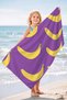 Banana Themed Purple Yellow Beach Towel Coverlet - Modern Tropical Pop Art Quick-Dry Microfiber Towel Coverlet - 4