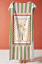 Palm Tree Motif Striped Soft Beach Towel - Tropical Bohemian Green Pink Quick-Dry Towel