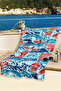 Japanese Fish Wave Themed Beach Towel - Marine Mediterranean Style Red Blue Quick-Drying Towel Cover - 7