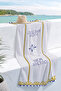 Mediterranean Italian Themed Beach Towel - White Yellow Modern Marine Quick Drying Microfiber Towel - 2